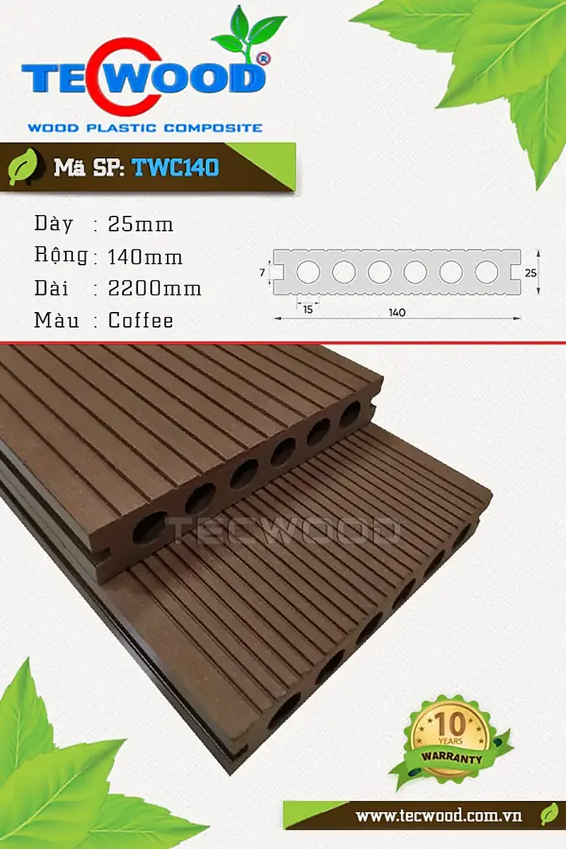 Sàn gỗ nhựa TecWood TWS140 Coffee