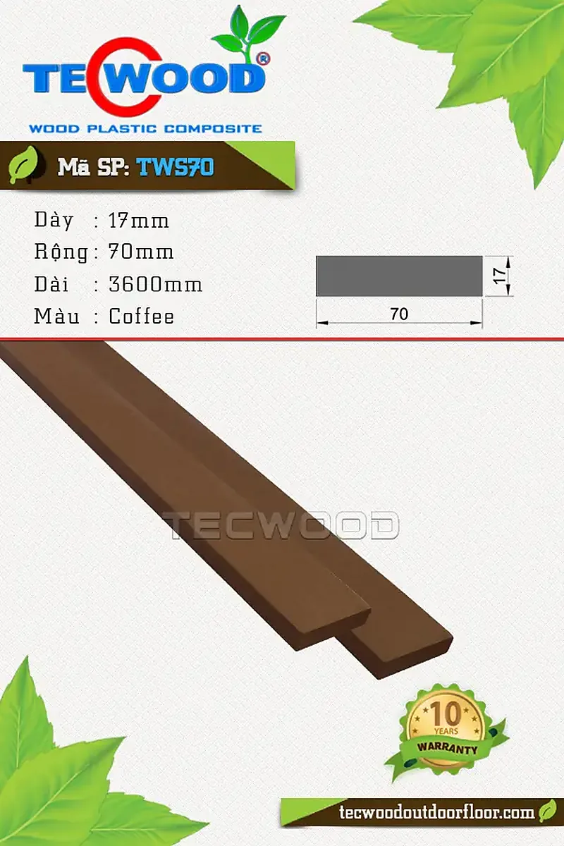 Thanh lam gỗ nhựa TecWood TWS70 Coffee