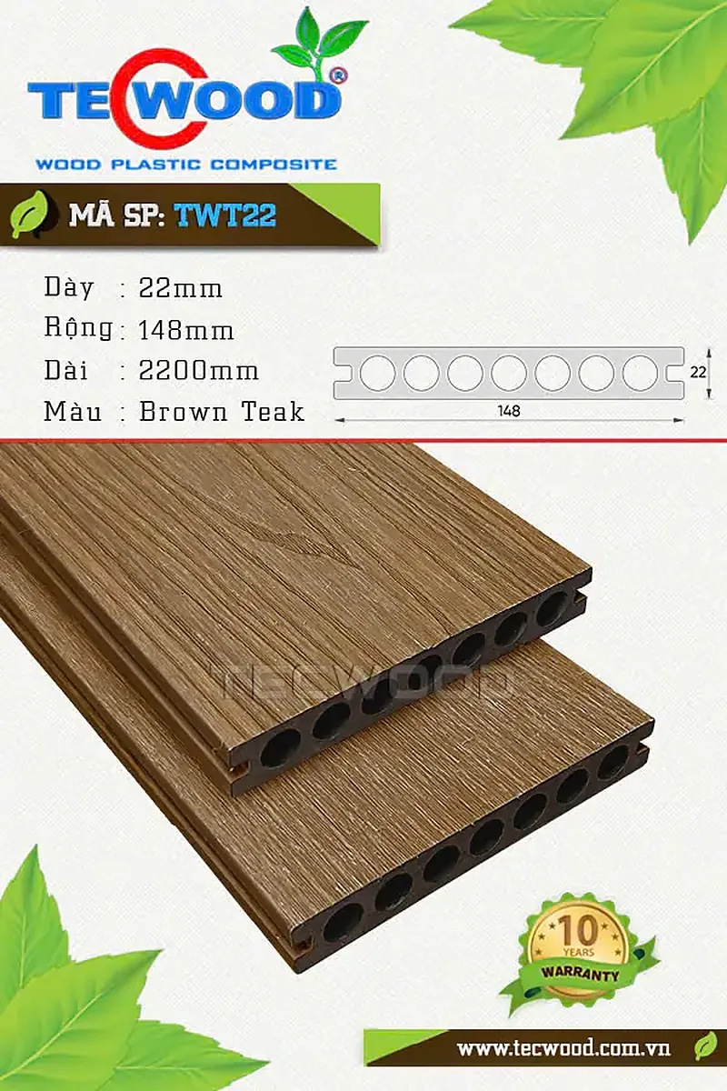 Sàn gỗ ngoài trời TecWood TWT22 Walnut