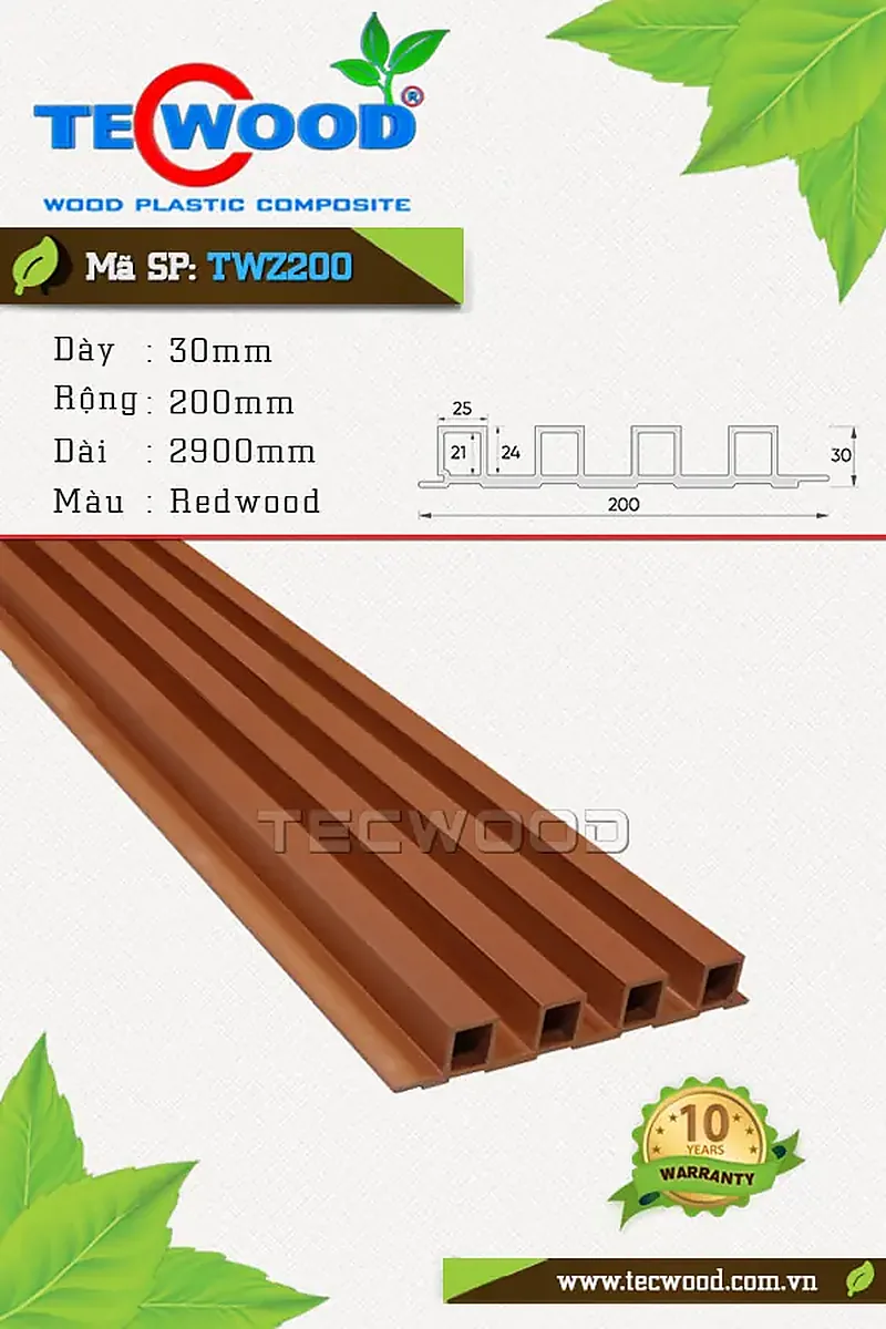 Tấm ốp lam sóng TecWood TWZ202 màu Walnut